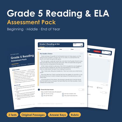 5th Grade Reading & ELA Assessment Pack