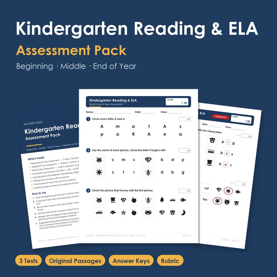 Kindergarten Reading & ELA Assessment Pack