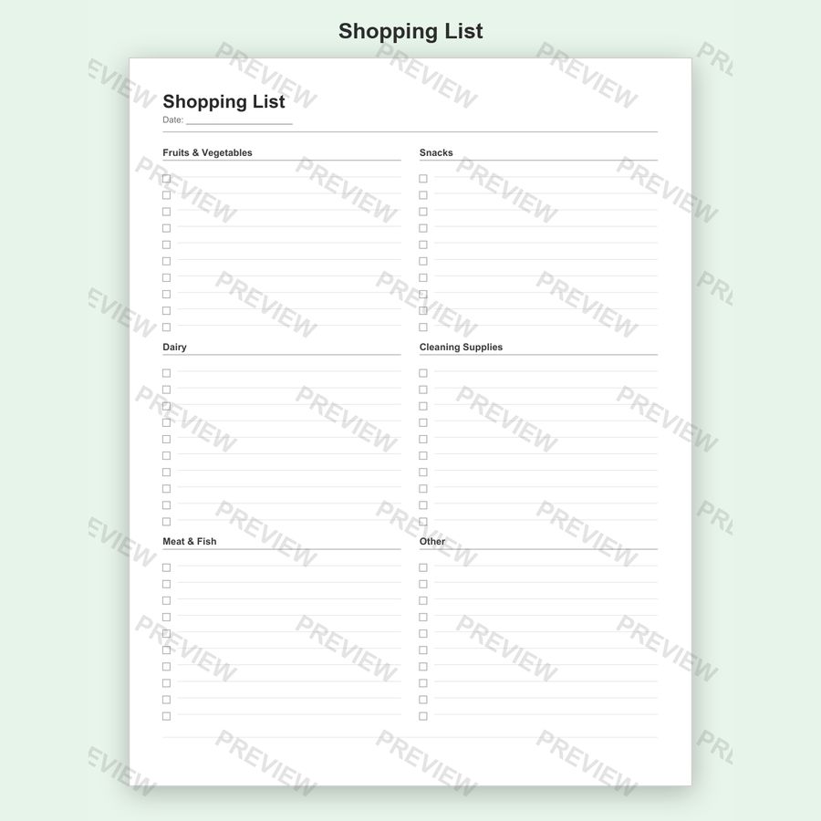 Grocery Shopping List