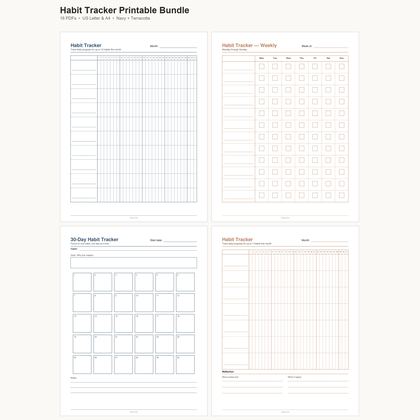 Habit Tracker Printable Bundle