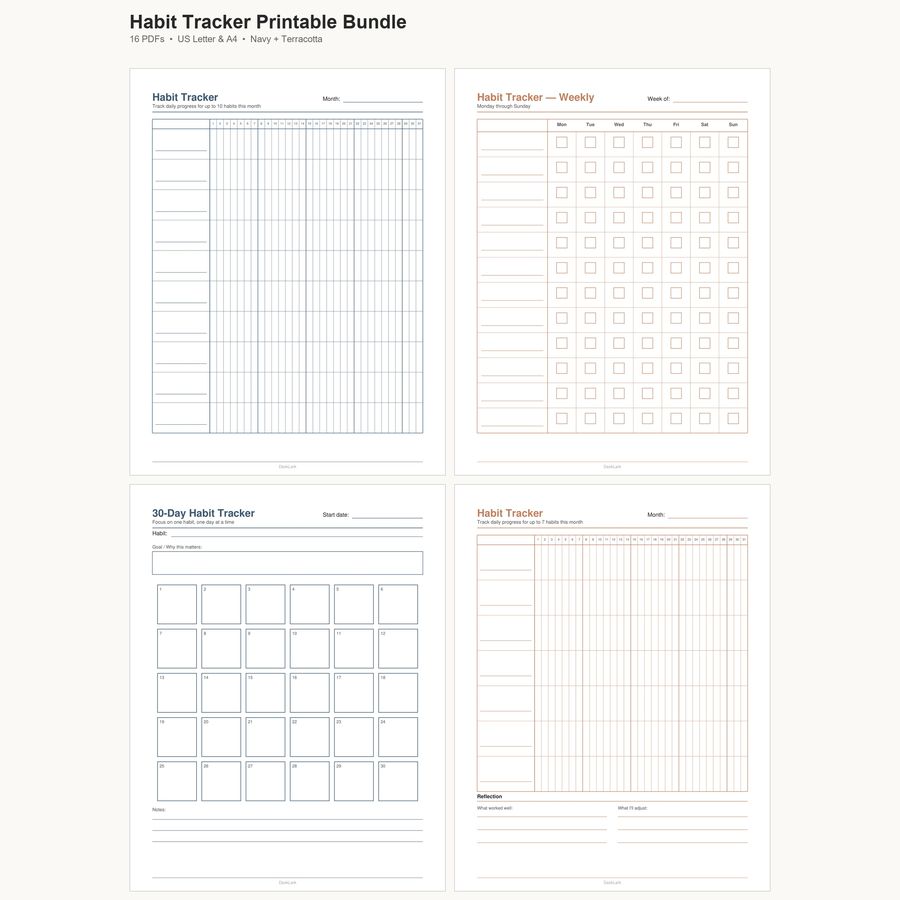 Habit Tracker Printable Bundle