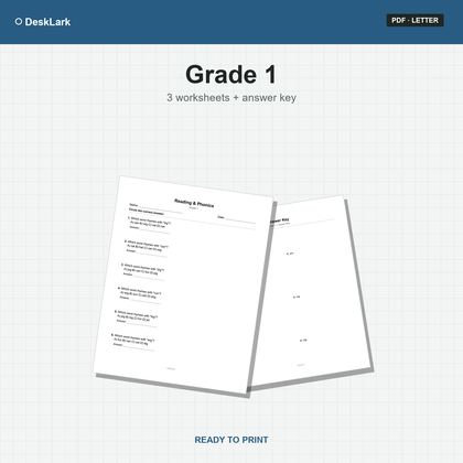 Grade 1 Reading & Phonics Worksheets