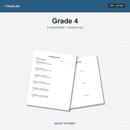 Grade 4 Reading & Phonics Worksheets