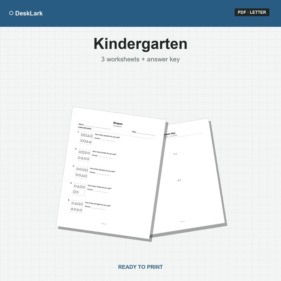 Kindergarten Shapes Worksheets