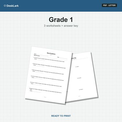 Grade 1 Word Problems Worksheets