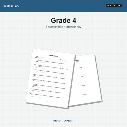 Grade 4 Word Problems Worksheets