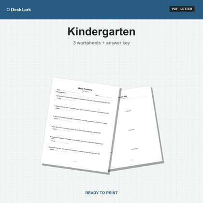 Kindergarten Word Problems Worksheets